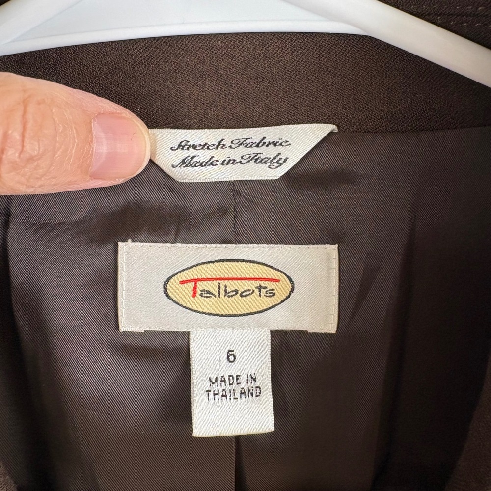 Talbots Wool Blend Blazer 6 Brown Stretch Made in Italy Academia Professional - Picture 2 of 8